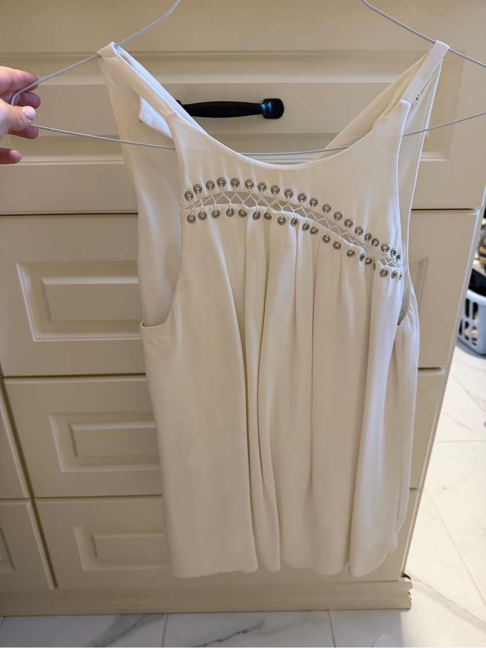 Ramy Brook Cream Sleeveless Stud-Embellished Camisole